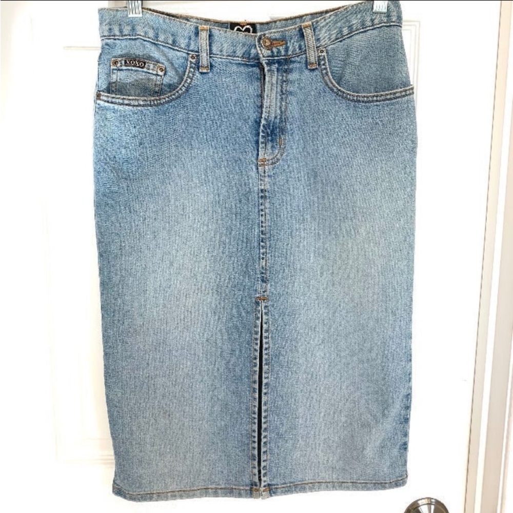 XOXO Boho Denim Jean Pencil Skirt 5/6
